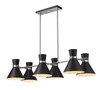 Soriano 6 Light Linear Chandelier in Matte Black + Brushed Nickel (728-6L-MB-BN)