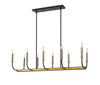 Haylie 10 Light Linear Chandelier in Matte Black + Olde Brass (479-10L-MB-OBR)
