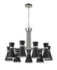 Soriano 9 Light Chandelier in Matte Black + Brushed Nickel (728-9MB-BN)