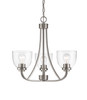 Ashton  3 Light Chandelier in Brushed Nickel (460-3-BN)