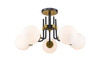 Parsons 5 Light Semi Flush Mount in Matte Black + Olde Brass (477-5SF-MB-OBR)