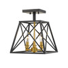 Trestle 3 Light Semi Flush Mount in Matte Black + Olde Brass (447SF-MB-OBR)