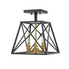 Trestle 3 Light Semi Flush Mount in Matte Black + Olde Brass (447SF-MB-OBR)
