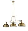 Melange 3 Light Billiard in Heritage Brass (725-3HBR-D12HBR)