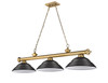 Cordon 3 Light Billiard in Rubbed Brass (2306-3RB-SMB)