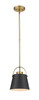 Z-Lite Z-Studio 1 Light Pendant in Matte Black + Heritage Brass (726MP-MB+HBR)