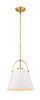 Z-Lite Z-Studio 1 Light Pendant in Matte White + Heritage Brass (726P-MW+HBR)