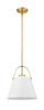 Z-Lite Z-Studio 1 Light Pendant in Matte White + Heritage Brass (726P-MW+HBR)