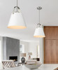 Z-Lite Z-Studio 1 Light Pendant in Matte White + Brushed Nickel (726P-MW+BN)