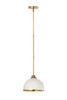 Z-Lite Landry 1 Light Pendant in Matte White + Rubbed Brass (1004P10-MW-RB)