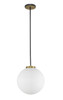 Parsons 1 Light Pendant in Matte Black + Olde Brass (477P14-MB-OBR)