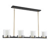 Eaton 4-Light Linear Chandelier in Matte Black with Warm Brass Accents (1-1982-4-143)