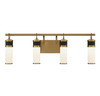 Abel 4-Light LED Bathroom Vanity Light in Matte Black with Warm Brass Accents (8-1638-4-143)