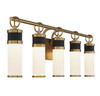 Abel 5-Light LED Bathroom Vanity Light in Matte Black with Warm Brass Accents (8-1638-5-143)