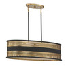 Eclipse 5-Light Linear Chandelier in Matte Black with Warm Brass Accents (1-1813-5-143)