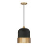 Eclipse 1-Light Pendant in Matte Black with Warm Brass Accents (7-1810-1-143)