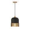 Eclipse 1-Light Pendant in Matte Black with Warm Brass Accents (7-1810-1-143)