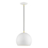 Piedmont 1 Light Pendant In Shiny White With Polished Brass (41181-69)