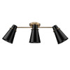 Reeva 3 Light Semi-Flush in Modern Brass with Matte Black Shade (2122-3SF MBS-BLK)