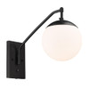 Glenn BLK 1 Light Articulating Wall Sconce in Matte Black with Opal Glass Shade (3699-A1W BLK-OP)