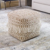 Boheme Ivory And Brown Pouf (23972)