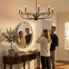 Monterey 10 Light Chandelier In Matte Black & Wood-look Metal (2910-MBWG)