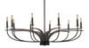 Monterey 10 Light Chandelier In Matte Black & Wood-look Metal (2910-MBDW)