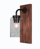 Oxbridge 1 Light Sconce In Matte Black & Wood-look Metal (1771-MBWG-3002)