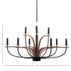 Monterey 9 Light Chandelier In Matte Black & Wood-look Metal (2909-MBWG)