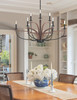 Monterey 9 Light Chandelier In Matte Black & Wood-look Metal (2909-MBWG)