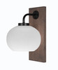 Oxbridge 1 Light Sconce In Matte Black & Wood-look Metal (1771-MBDW-212)