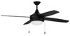 Phaze 4 52" 4-Blade Ceiling Fan in Flat Black w/ Flat Black/Greywood Blades; Integrated Light Kit (PHA52FB4)
