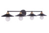 Isaac 4 Light Vanity in Flat Black/Satin Brass (12537FBSB4)
