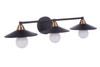 Isaac 3 Light Vanity in Flat Black/Satin Brass (12529FBSB3)
