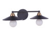 Isaac 2 Light Vanity in Flat Black/Satin Brass (12519FBSB2)
