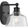 Singleton Collection One-Light 7.62" Matte Black Farmhouse Vanity Light with Clear Glass Shade (P300395-31M)