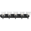 Five-Light Matte Black Transitional Bath and Vanity Light with Clear Glass for Bathroom (P300393-31M)
