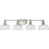 Singleton Collection Four-Light 36" Brushed Nickel Farmhouse Vanity Light with Clear Glass Shades (P300398-009)