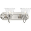 Two-Light Brushed Nickel Transitional Bath and Vanity Light with Clear Glass for Bathroom (P300390-009)