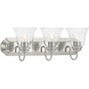 Three-Light Brushed Nickel Transitional Bath and Vanity Light with Clear Glass for Bathroom (P300391-009)