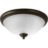 Pavilion Collection 15 in. 2-Light Antique Bronze Flush Mount with Etched Watermark Glass Bowl (P3479-20)