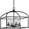 Swansea Collection Four-Light 18" Matte Black Transitional Outdoor Chandelier with Clear Glass Shades (P550128-31M)
