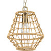 Laila Collection One-Light Vintage Brass Coastal Pendant with Woven Jute Accent (P500423-163)