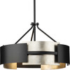 Lowery Collection 19 in. Three-Light Matte Black/Aged Silver Leaf Industrial Luxe Semi-Flush Mount (P350203-31M)