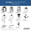 Atwell Collection Three-Light Matte Black Mid-Century Modern Semi-Flush Mount (P350235-31M)