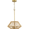 Laila Collection 16 in. Three-Light Vintage Brass Coastal Semi-Flush Convertible with Woven Jute Accents (P350246-163)