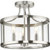 Gilliam Collection 13 in. Three-Light Brushed Nickel New Traditional Semi-Flush Mount (P350231-009)