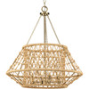 Laila Collection Four-Light Vintage Brass Coastal Chandelier with Woven Jute Accents (P400323-163)