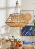 Laila Collection Four-Light Vintage Brass Coastal Chandelier with Woven Jute Accents (P400323-163)