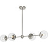 Atwell Collection Four-Light Brushed Nickel Mid-Century Modern Island Light with Clear Glass Shade (P400326-009)